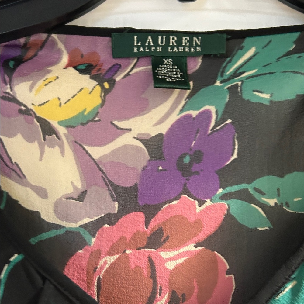 Lauren Ralph Lauren Black v-neck Camisole with floral overlay top